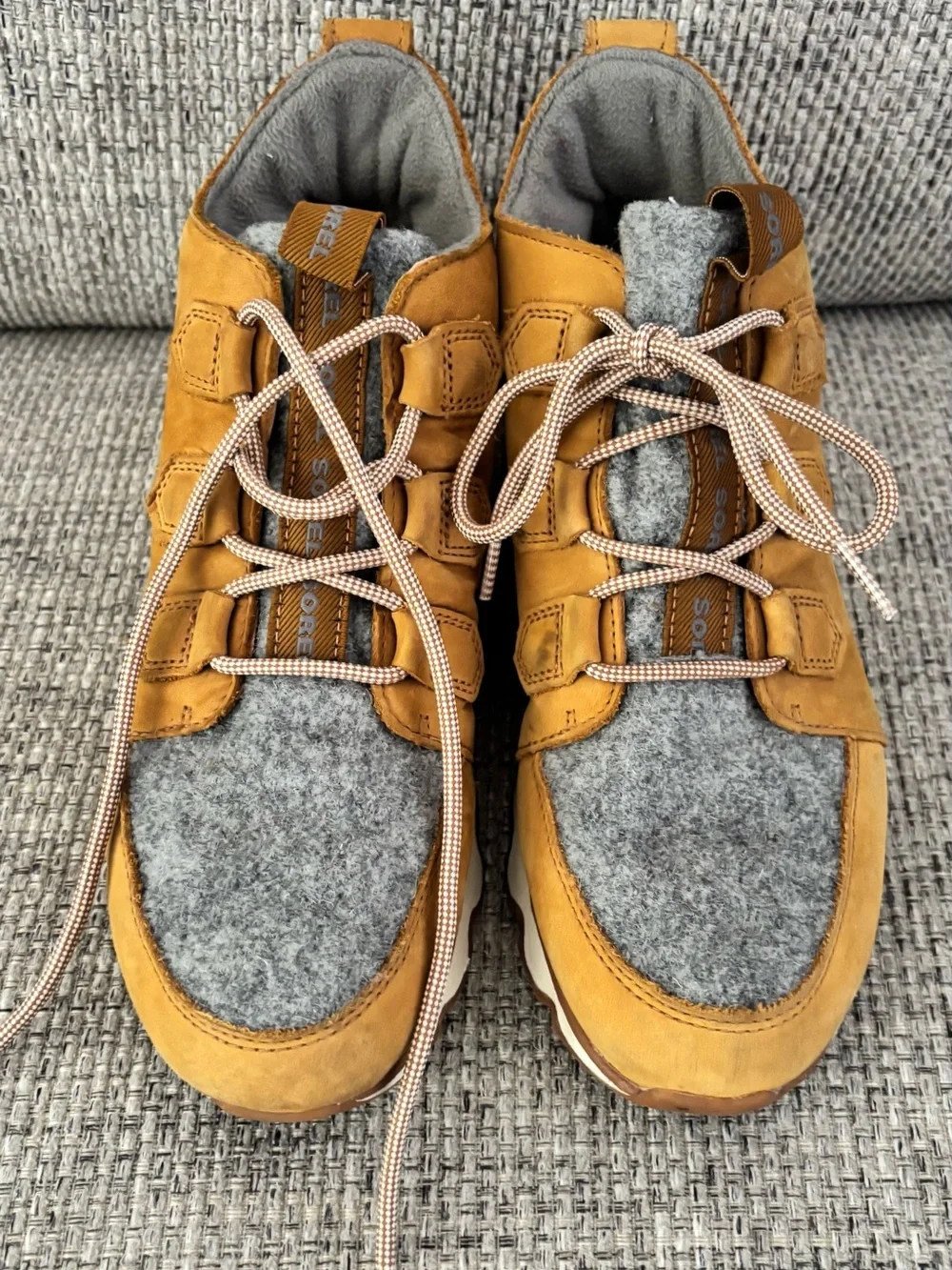 Sorel Women's Tan and Gray Winter Lace-Up Boots